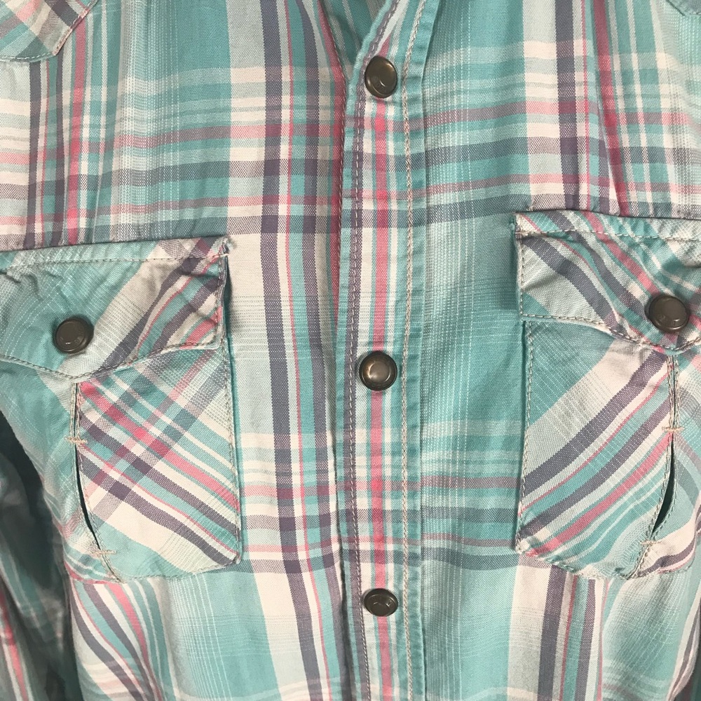 Scotch & Soda Western Style Plaid Snap Button Shirt Size Small - Picture 2 of 7